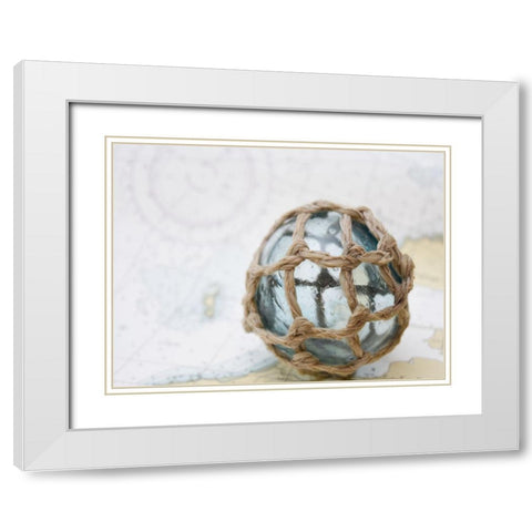 Fishing float on chart White Modern Wood Framed Art Print with Double Matting by Plank, Savanah