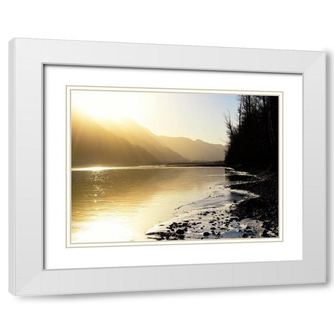 Knik River White Modern Wood Framed Art Print with Double Matting by Plank, Savanah