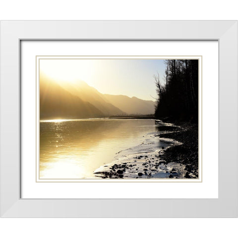 Knik River White Modern Wood Framed Art Print with Double Matting by Plank, Savanah