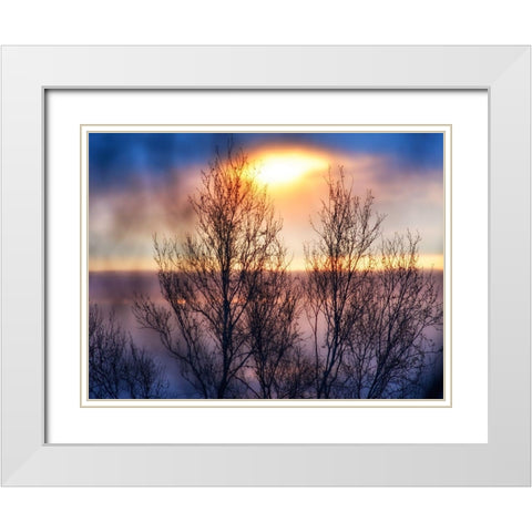 Abstract Sunset White Modern Wood Framed Art Print with Double Matting by Plank, Savanah