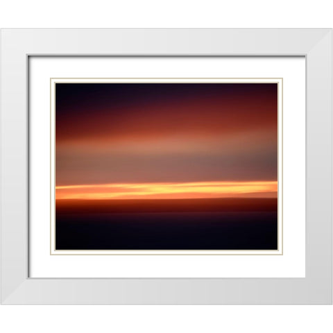 Abstract Sunset White Modern Wood Framed Art Print with Double Matting by Plank, Savanah