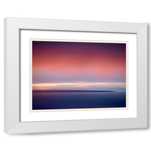 Abstract Sunset White Modern Wood Framed Art Print with Double Matting by Plank, Savanah