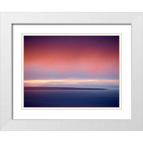 Abstract Sunset White Modern Wood Framed Art Print with Double Matting by Plank, Savanah