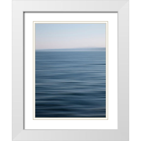 Abstract blue horizon White Modern Wood Framed Art Print with Double Matting by Plank, Savanah