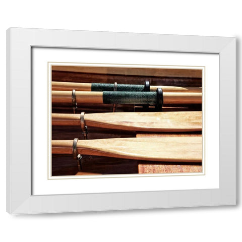 Wooden Oars White Modern Wood Framed Art Print with Double Matting by Plank, Savanah
