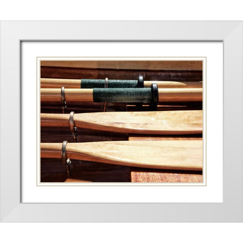 Wooden Oars White Modern Wood Framed Art Print with Double Matting by Plank, Savanah