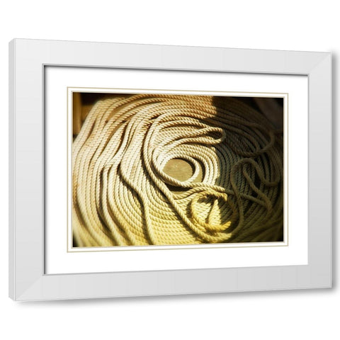 Boat line coiled White Modern Wood Framed Art Print with Double Matting by Plank, Savanah