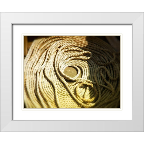 Boat line coiled White Modern Wood Framed Art Print with Double Matting by Plank, Savanah