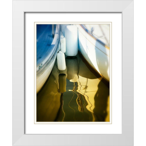 Sailboat summertime harbor White Modern Wood Framed Art Print with Double Matting by Plank, Savanah