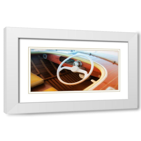 Vintage speed boat White Modern Wood Framed Art Print with Double Matting by Plank, Savanah