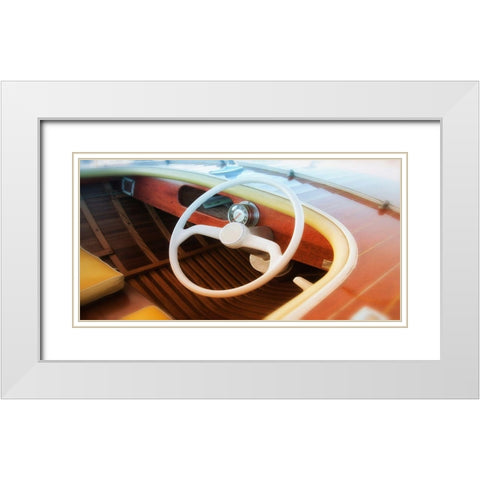 Vintage speed boat White Modern Wood Framed Art Print with Double Matting by Plank, Savanah