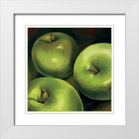 Mele verdi White Modern Wood Framed Art Print with Double Matting by Mottinelli, Stefania