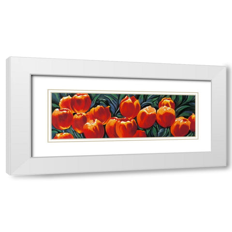 Tulipani rossi White Modern Wood Framed Art Print with Double Matting by Riboli, Stefano