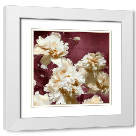 Peonies II White Modern Wood Framed Art Print with Double Matting by Sullivan, Shawna