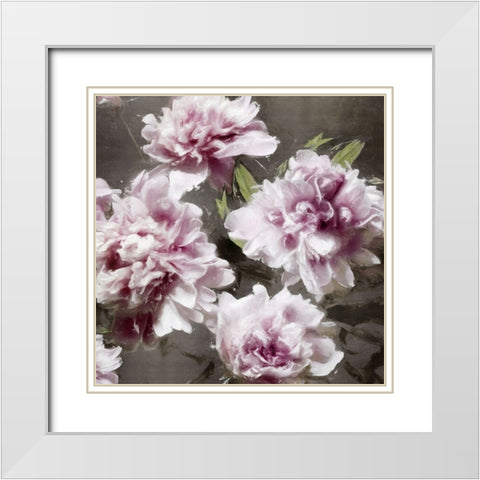 Peonies Bouquet I White Modern Wood Framed Art Print with Double Matting by Sullivan, Shawna