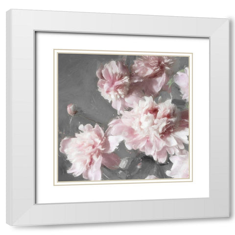 Peonies on Gray II White Modern Wood Framed Art Print with Double Matting by Sullivan, Shawna
