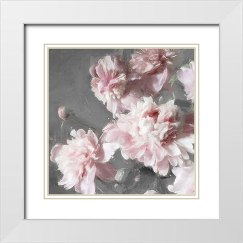 Peonies on Gray II White Modern Wood Framed Art Print with Double Matting by Sullivan, Shawna