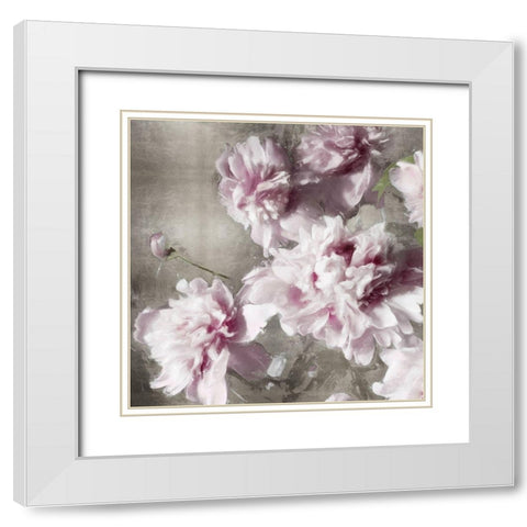 Peonies on Silver II White Modern Wood Framed Art Print with Double Matting by Sullivan, Shawna