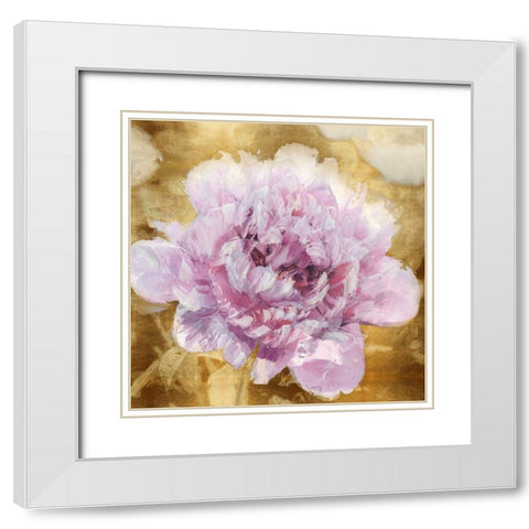 Solo Pink on Gold I White Modern Wood Framed Art Print with Double Matting by Sullivan, Shawna