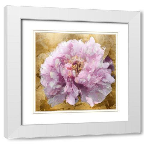 Solo Pink on Gold II White Modern Wood Framed Art Print with Double Matting by Sullivan, Shawna
