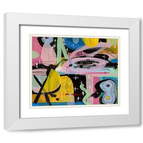 Pink Papaya And Lemons White Modern Wood Framed Art Print with Double Matting by Stevenett, Diane