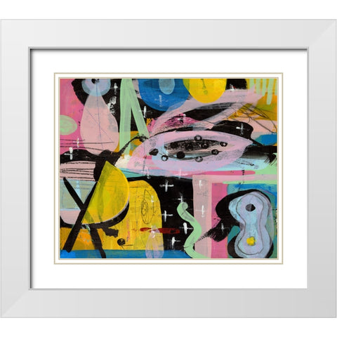 Pink Papaya And Lemons White Modern Wood Framed Art Print with Double Matting by Stevenett, Diane