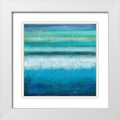 Aqua Tranquility White Modern Wood Framed Art Print with Double Matting by Hamilton, Taylor