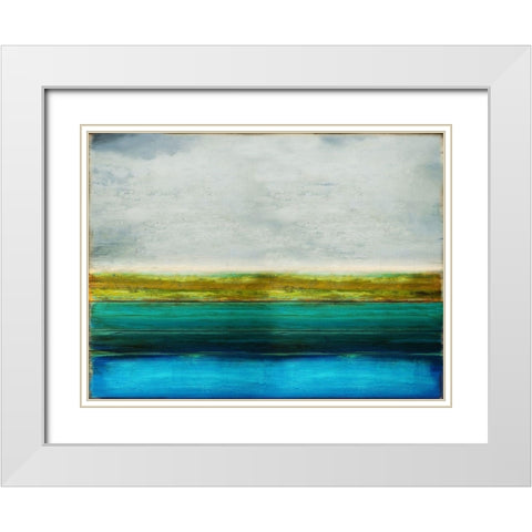 Turquoise Reflection White Modern Wood Framed Art Print with Double Matting by Hamilton, Taylor