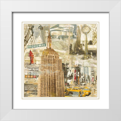 In New York City White Modern Wood Framed Art Print with Double Matting by Burke, Tyler