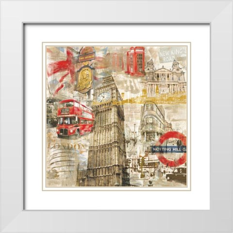 In London White Modern Wood Framed Art Print with Double Matting by Burke, Tyler