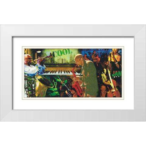 Cool Jazz White Modern Wood Framed Art Print with Double Matting by Burke, Tyler