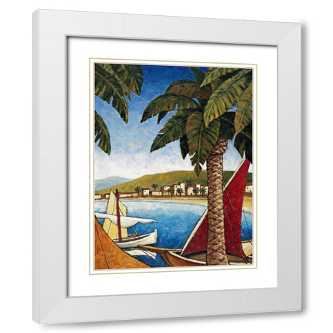 Cote d Azur II White Modern Wood Framed Art Print with Double Matting by Young, Thomas