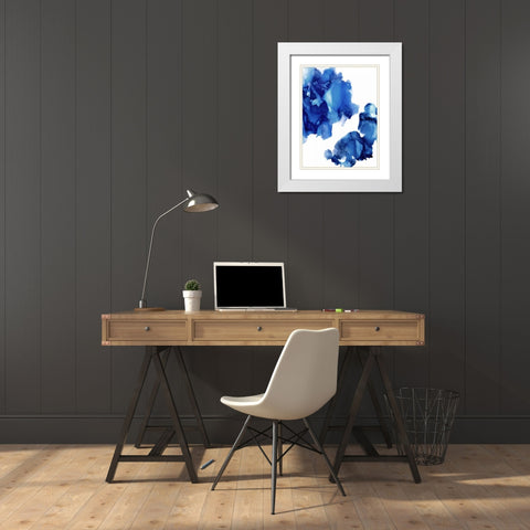 Elevate in Indigo  White Modern Wood Framed Art Print with Double Matting by Mitchell, Lauren