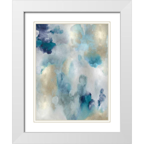 Whipser in Aqua V White Modern Wood Framed Art Print with Double Matting by Mitchell, Lauren