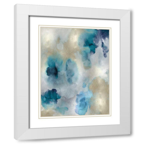 Whisper in Aqua II White Modern Wood Framed Art Print with Double Matting by Mitchell, Lauren