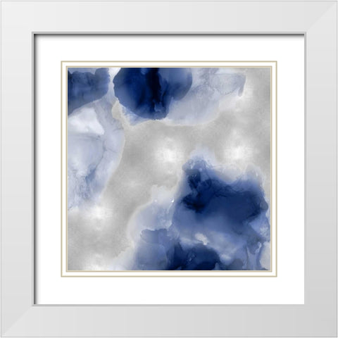 Whisper in Indigo I White Modern Wood Framed Art Print with Double Matting by Mitchell, Lauren