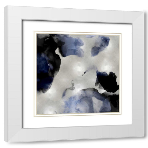 Whisper in Indigo II White Modern Wood Framed Art Print with Double Matting by Mitchell, Lauren