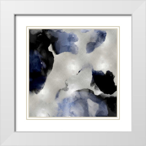 Whisper in Indigo II White Modern Wood Framed Art Print with Double Matting by Mitchell, Lauren