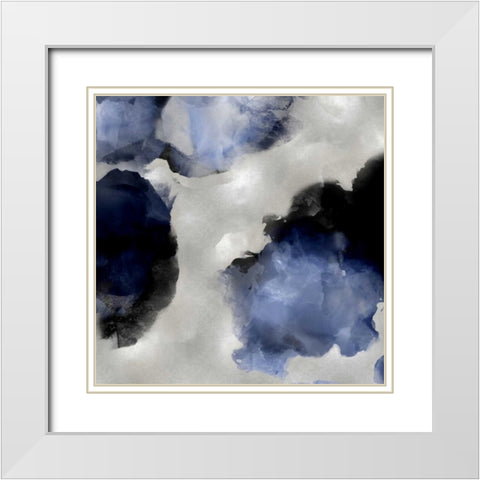Whisper in Indigo III White Modern Wood Framed Art Print with Double Matting by Mitchell, Lauren
