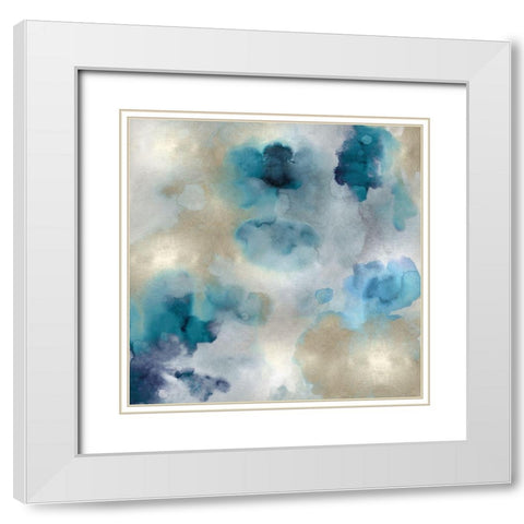 Aqua Movement II White Modern Wood Framed Art Print with Double Matting by Mitchell, Lauren
