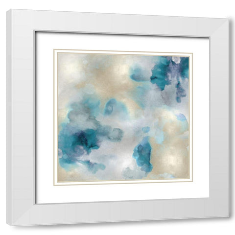 Aqua Movement III White Modern Wood Framed Art Print with Double Matting by Mitchell, Lauren