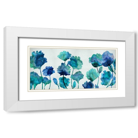 Aqua Blossom White Modern Wood Framed Art Print with Double Matting by Austin, Vanessa