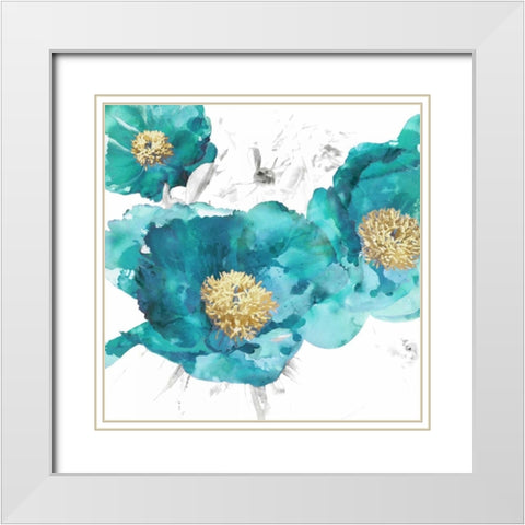 Aqua Trio I White Modern Wood Framed Art Print with Double Matting by Austin, Vanessa