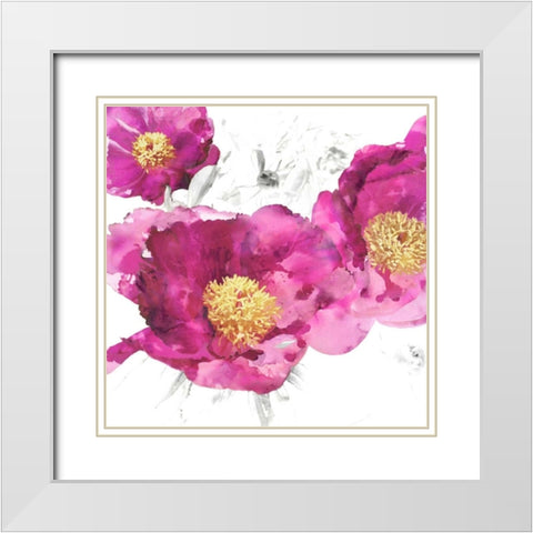 Pink Bloom I White Modern Wood Framed Art Print with Double Matting by Austin, Vanessa