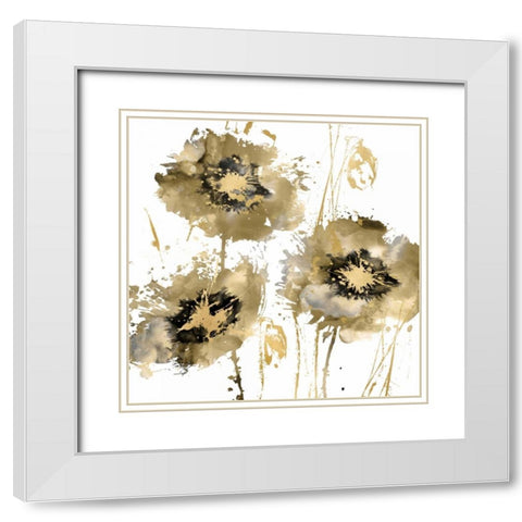 Flower Burst Trio in Gold White Modern Wood Framed Art Print with Double Matting by Austin, Vanessa
