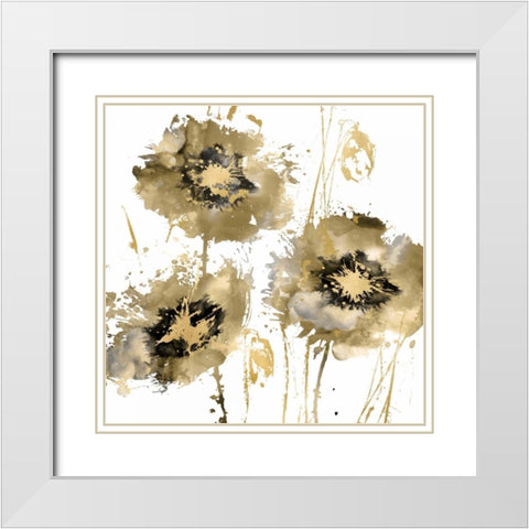 Flower Burst Trio in Gold White Modern Wood Framed Art Print with Double Matting by Austin, Vanessa