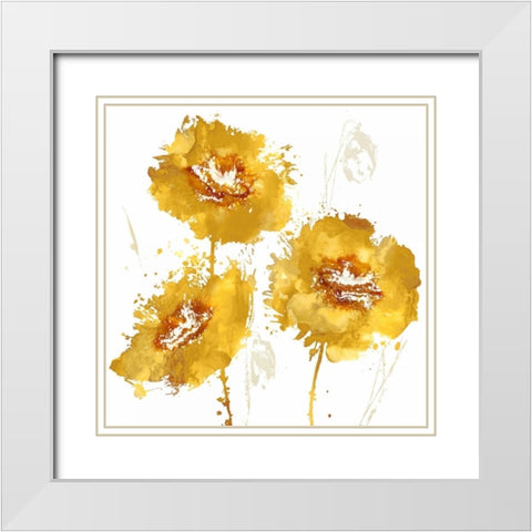 Flower Burst Trio in Amber White Modern Wood Framed Art Print with Double Matting by Austin, Vanessa