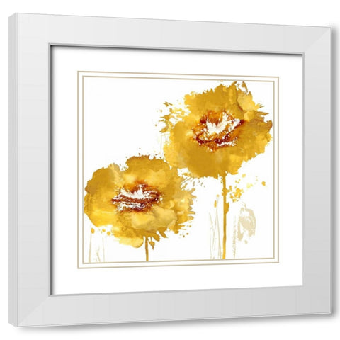 Flower Burst in Aqua I White Modern Wood Framed Art Print with Double Matting by Austin, Vanessa