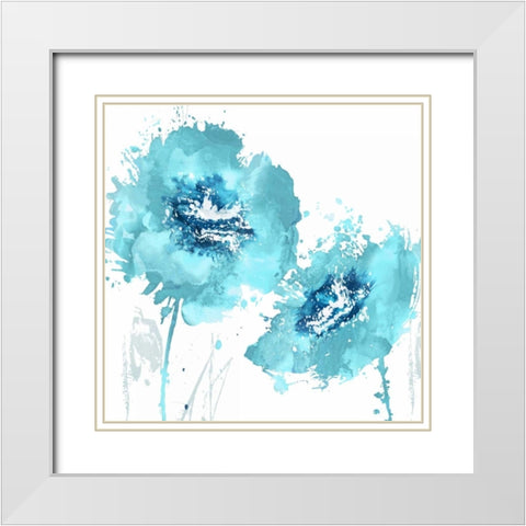 Flower Burst in Aqua II White Modern Wood Framed Art Print with Double Matting by Austin, Vanessa