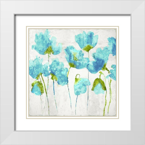 Aqua Friends I White Modern Wood Framed Art Print with Double Matting by Austin, Vanessa